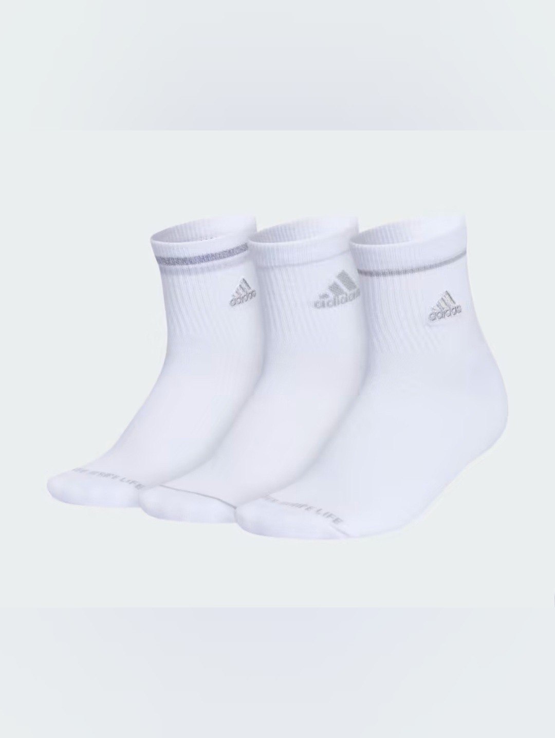 Adidas Cushioned High Quarter Crew Socks Womens Size 5-10 Climacool 3 Pack